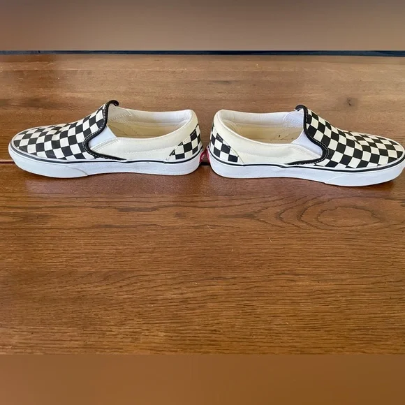 Vans Black and White Checkered Slip-On Sneakers - Picture 2 of 5